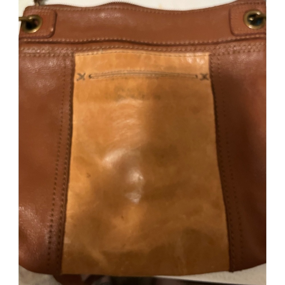The Sak Brown Leather Snake Embossed Patch Crossbody Bag